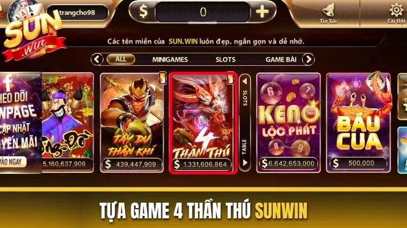 4 Thần Thú| Trải nghiệm game nổ hũ giải trí đỉnh cao cùng Sunwin